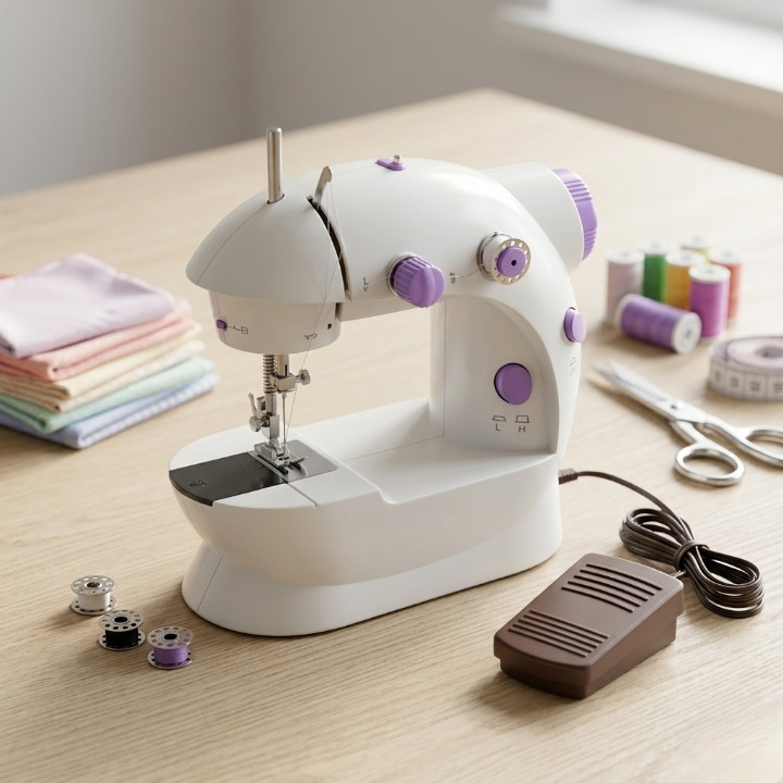 Electric Mini Sewing Machine – Double Threads & Two Speed Control for Home & Travel